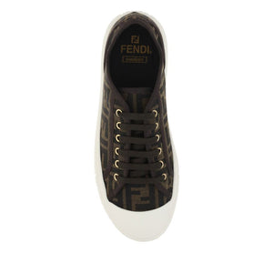 Braune Polyamid Sneakers mit niedrigem Schaft