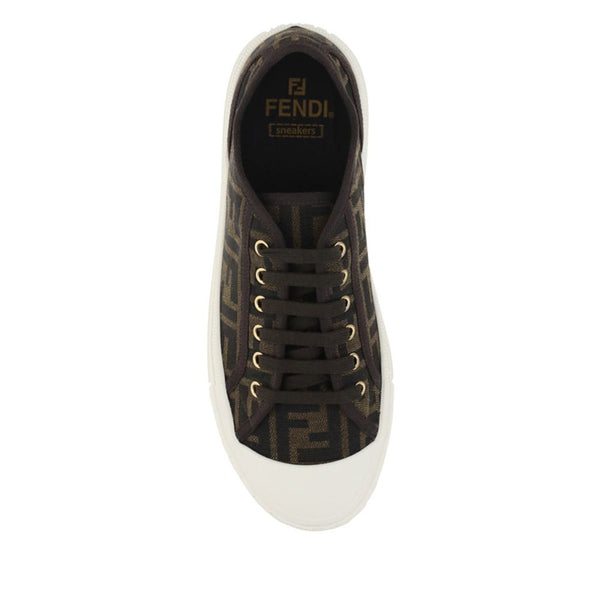 Braune Polyamid Sneakers mit niedrigem Schaft