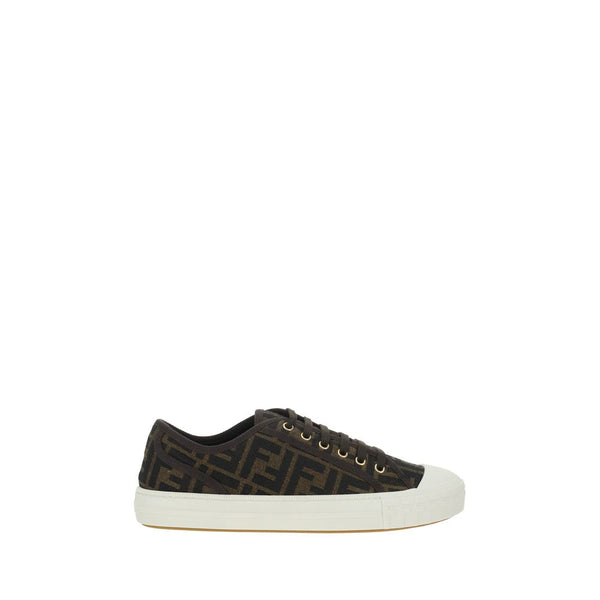 Braune Polyamid Sneakers mit niedrigem Schaft