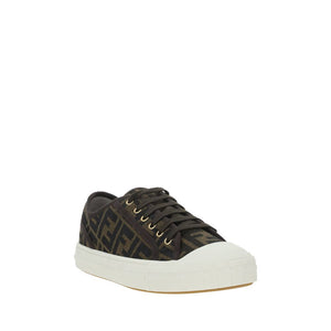 Braune Polyamid Sneakers mit niedrigem Schaft