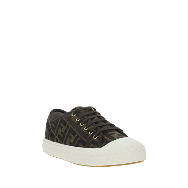 Braune Polyamid Sneakers mit niedrigem Schaft