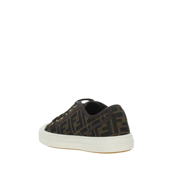 Braune Polyamid Sneakers mit niedrigem Schaft