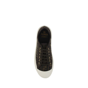 Braune Polyamid Sneakers mit niedrigem Schaft