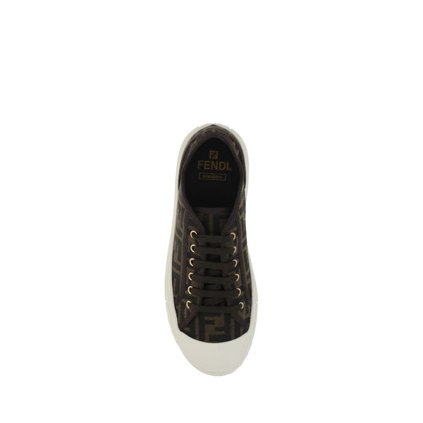 Braune Polyamid Sneakers mit niedrigem Schaft