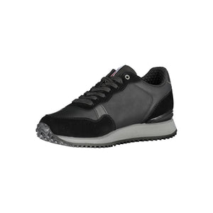 Schlichte Schwarze Kontrast-Spitzen-Sneakers