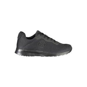 Schlichte schwarze Sneakers mit gesticktem Detail