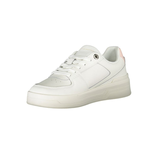 Elegante Weiße Schnürsenkel-Sneakers mit kontrastierendem Detail