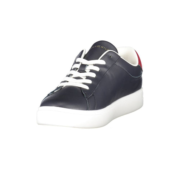 Blaue Leder Damen Sneaker
