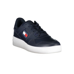 Blaue Kontrast-Sneakers mit Logo-Detail