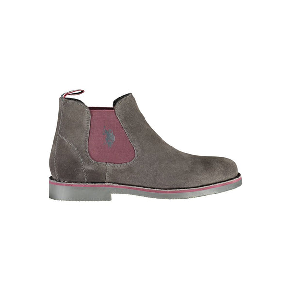 Graue Leder Herrenstiefelette
