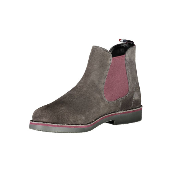 Graue Leder Herrenstiefelette