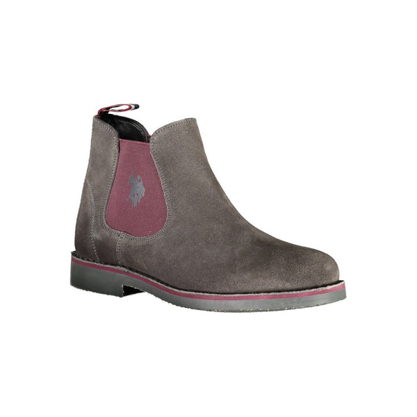 Graue Leder Herrenstiefelette