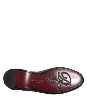 Blaue gewebte Leder Slipper Schuhe