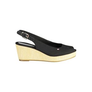 Schwarze Leder Damen Sandale