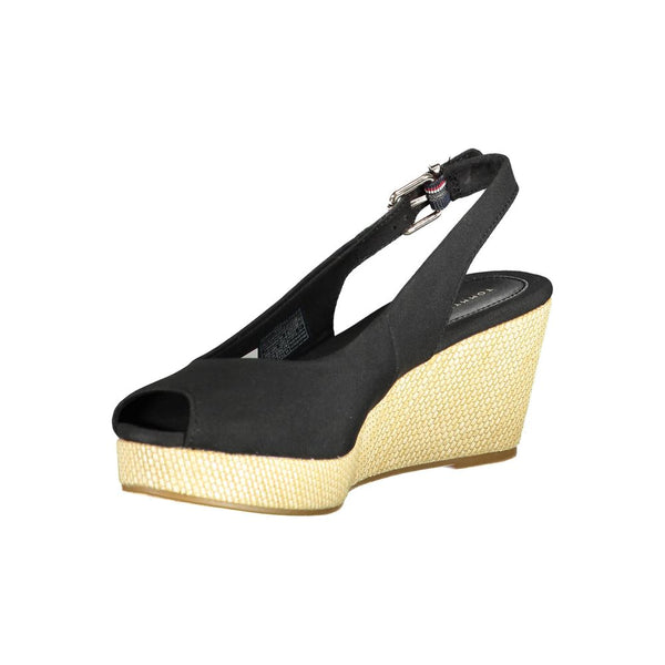 Schwarze Leder Damen Sandale