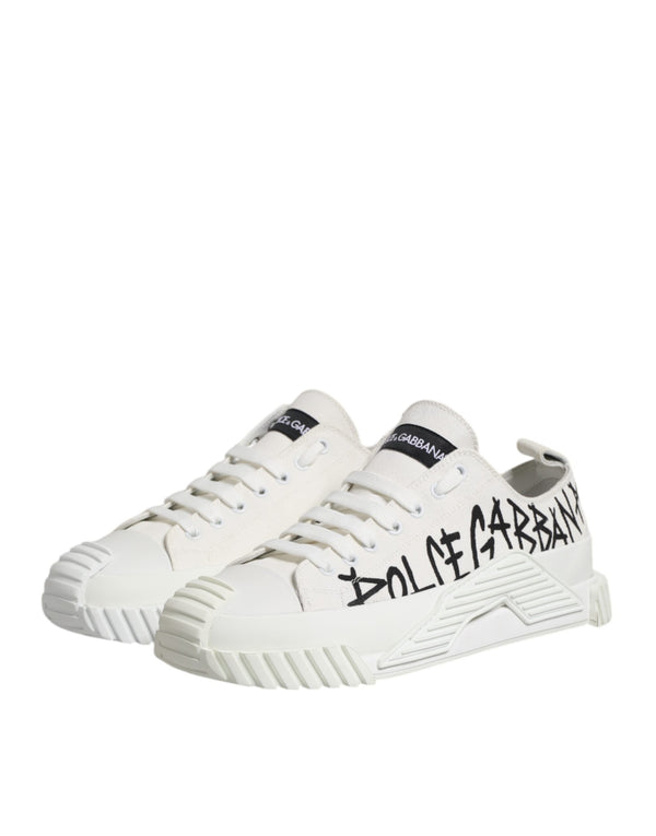 Weiße Logo Print Lace Up Low Top Sneakers Schuhe