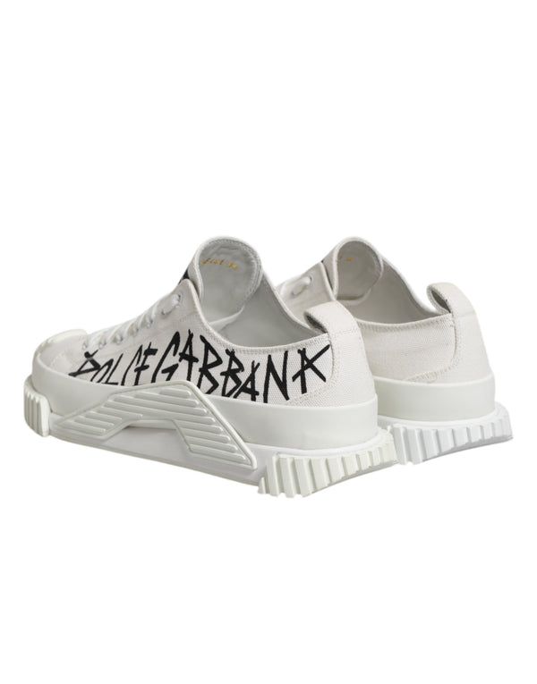 Weiße Logo Print Lace Up Low Top Sneakers Schuhe