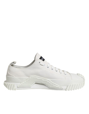 Weiße Logo Print Lace Up Low Top Sneakers Schuhe