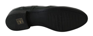 Grüne Leder Broque Oxford Wingtip Schuhe