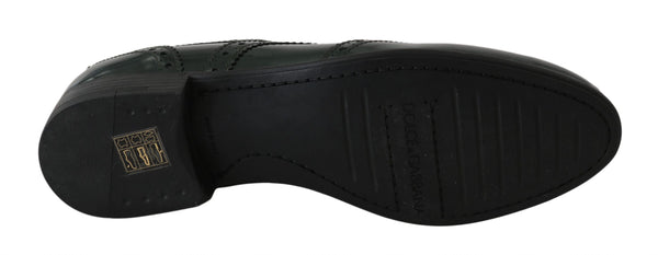 Grüne Leder Broque Oxford Wingtip Schuhe