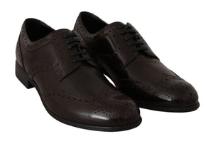 Braune Leder Broques Oxford Wingtip Schuhe