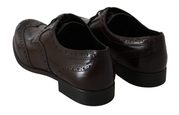 Braune Leder Broques Oxford Wingtip Schuhe