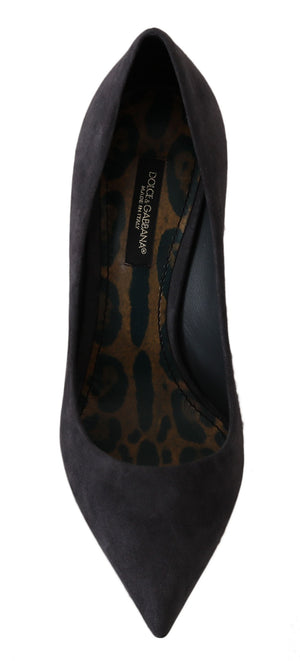 Graue Wildleder Leder Stiletto Schuhe Heels
