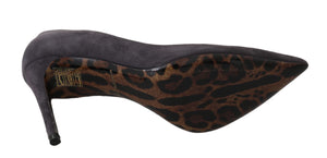 Graue Wildleder Leder Stiletto Schuhe Heels