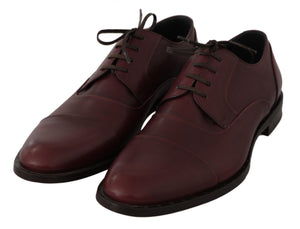 Rote Bordeaux Leder Derby Formelle Schuhe