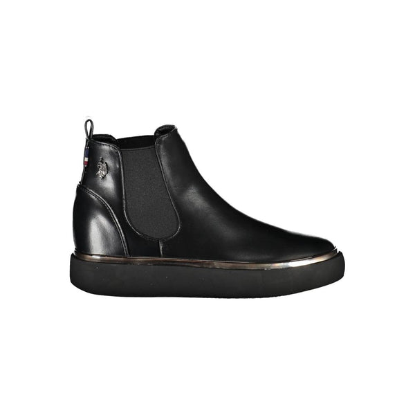 Schwarzer Polyester Damenstiefel