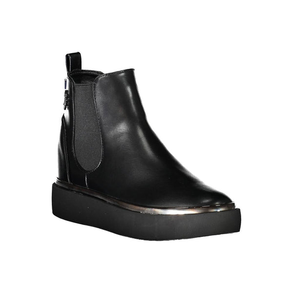 Schwarzer Polyester Damenstiefel