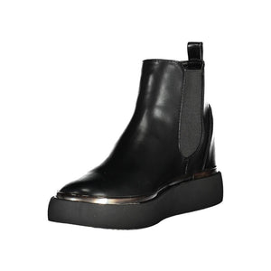 Schwarzer Polyester Damenstiefel