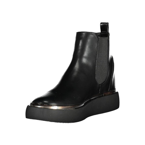 Schwarzer Polyester Damenstiefel