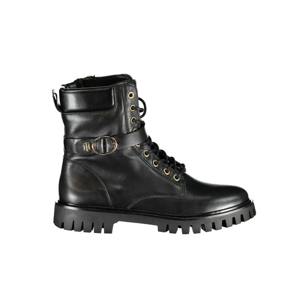 Schwarzes Leder Damen Stiefel
