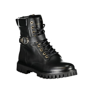 Schwarzes Leder Damen Stiefel
