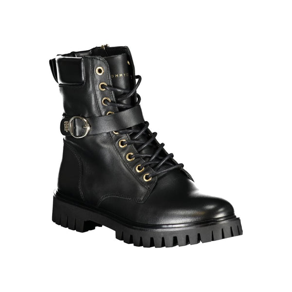 Schwarzes Leder Damen Stiefel