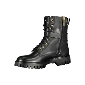 Schwarzes Leder Damen Stiefel