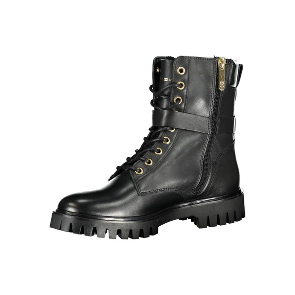 Schwarzes Leder Damen Stiefel