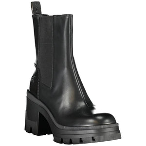 Schwarzes Leder Damen Stiefel