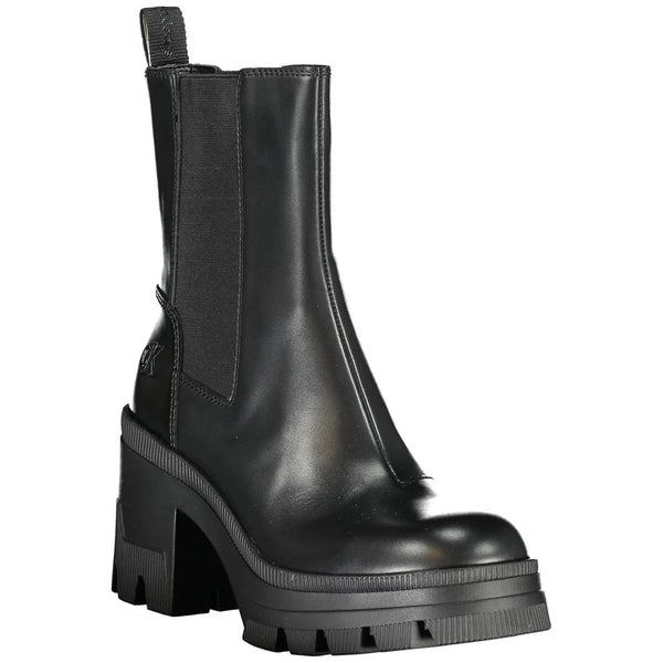 Schwarzes Leder Damen Stiefel