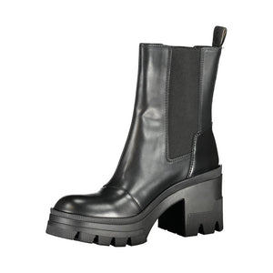 Schwarzes Leder Damen Stiefel