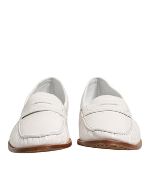 Weiß Leder Loafers Mokassins Slip On Schuhe