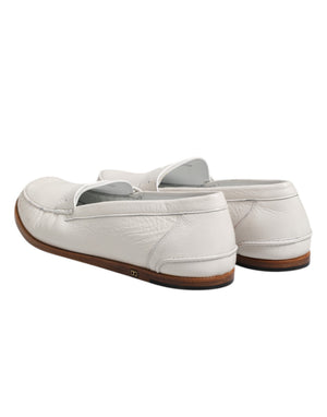 Weiß Leder Loafers Mokassins Slip On Schuhe