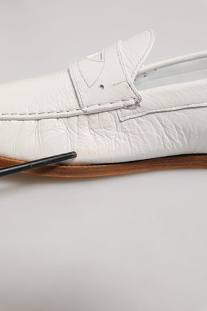 Weiß Leder Loafers Mokassins Slip On Schuhe