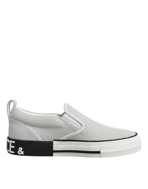 Weiß gepunktet Leder Slip On Männer Turnschuhe Schuhe