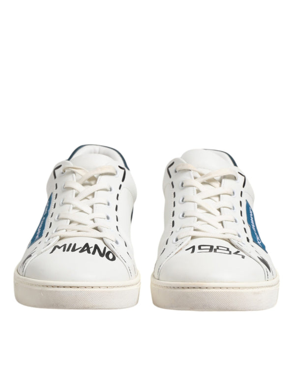 Weiße Leder bedruckte Low Top Sneakers Schuhe