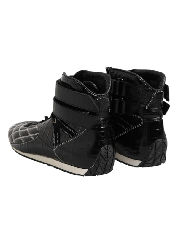 Schwarze gesteppte Leder Schnürschuhe