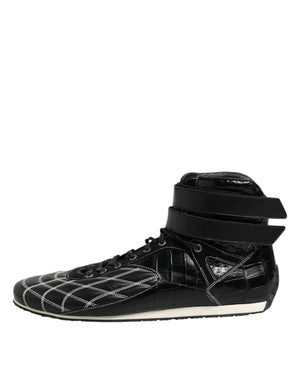 Schwarze gesteppte Leder Schnürschuhe