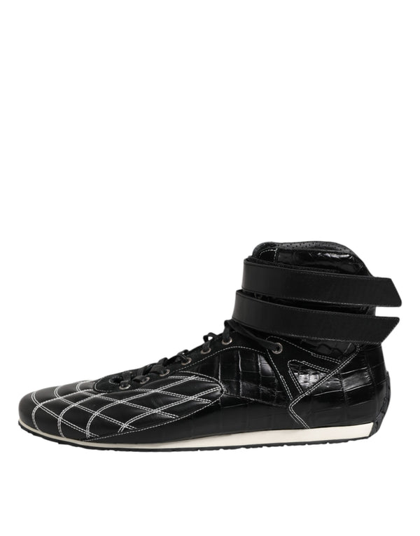 Schwarze gesteppte Leder Schnürschuhe