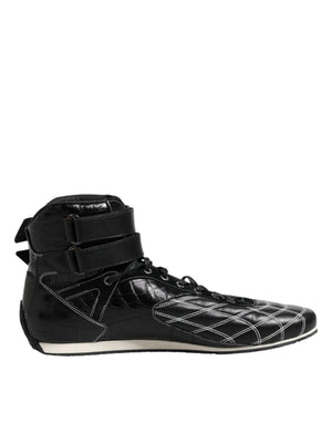 Schwarze gesteppte Leder Schnürschuhe
